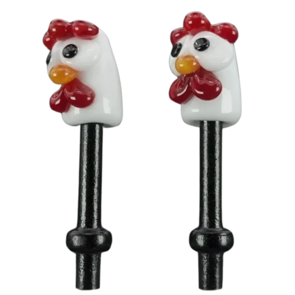 Pair White Chickens Cribbage Pegs B