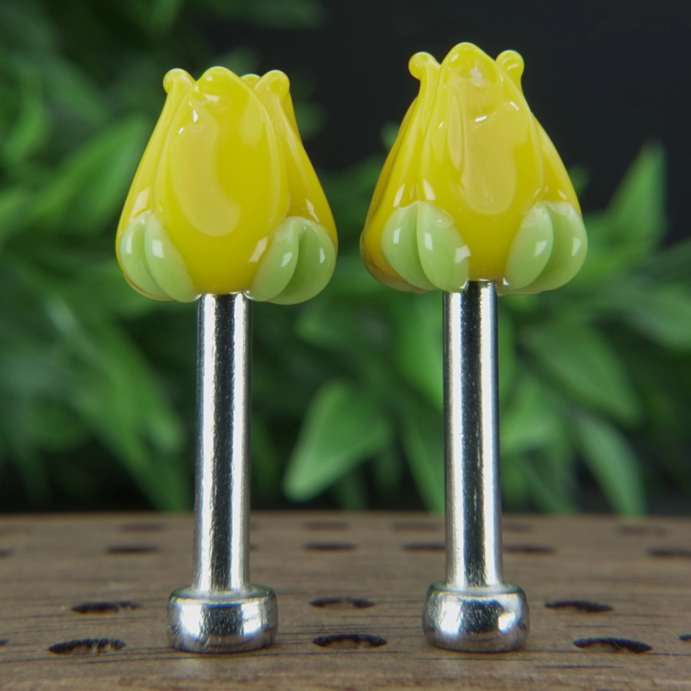 Pair Yellow Tulips Cribbage Pegs Sv1